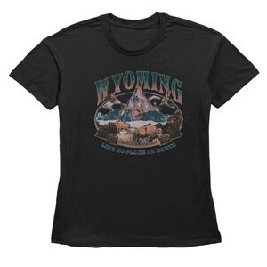 NWT Mighty Fine Dark Gray Short Sleeve Graphic Wyoming T Shirt Size Large